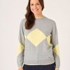 Quba & Co Caldew Argyle Grey And Yellow Jumper Hot