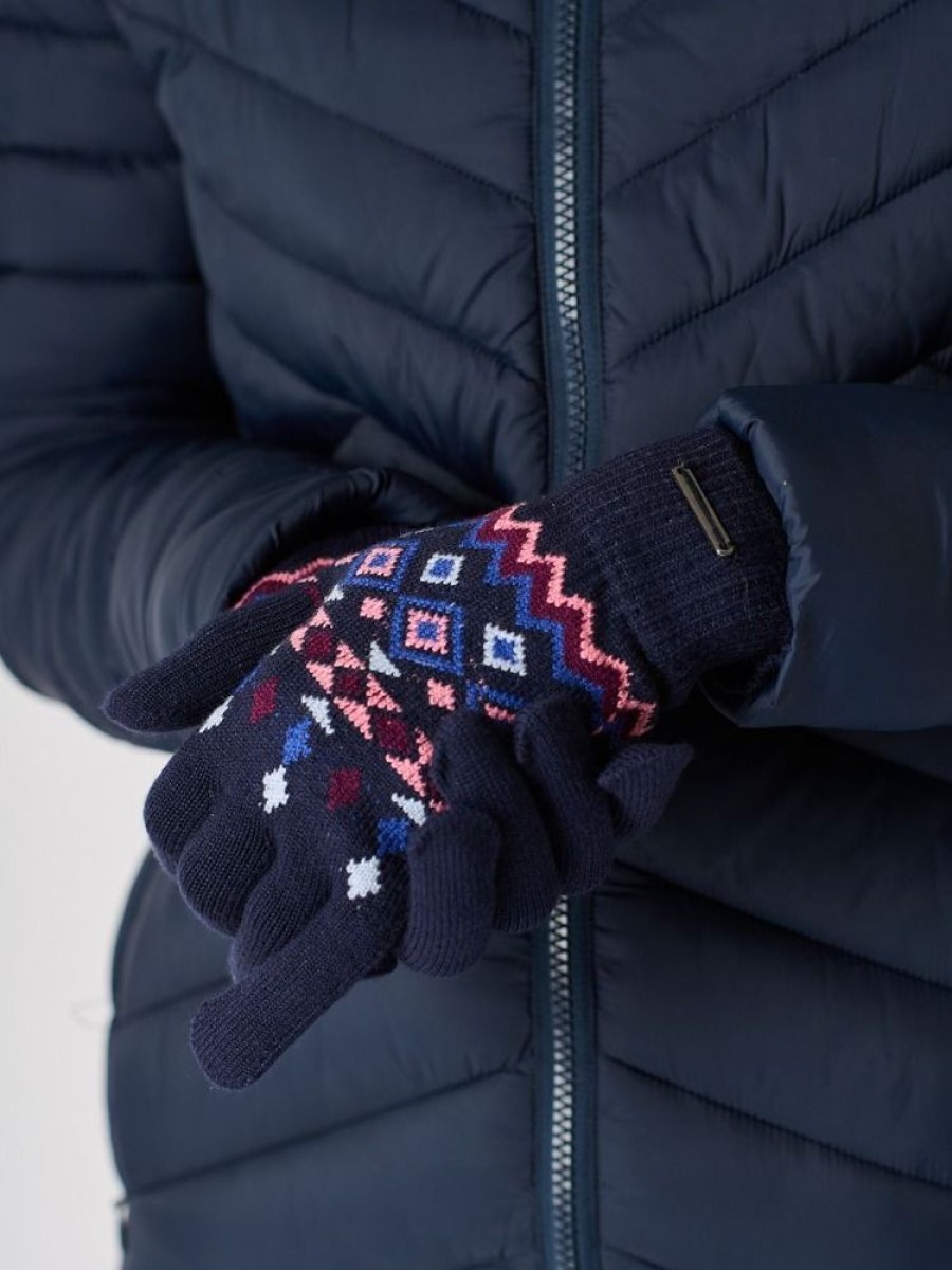 Quba & Co Navy Fairisle Warm Knitted Gloves - Gulls Hot