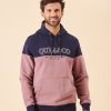 Quba & Co Dottero Colour Block Navy And Pink Quba And Co Logo Hoodie Best