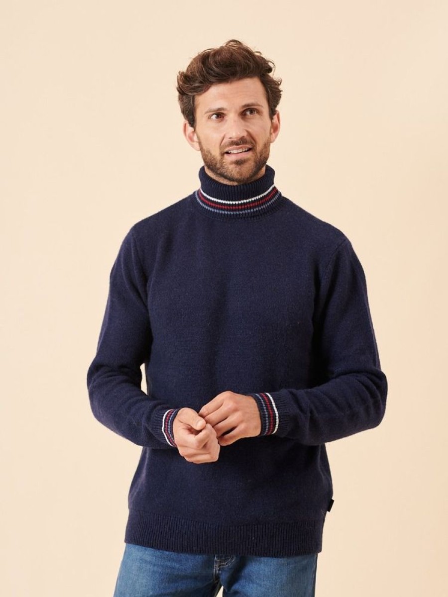 Quba & Co Sursee Navy Roll Neck Jumper Online