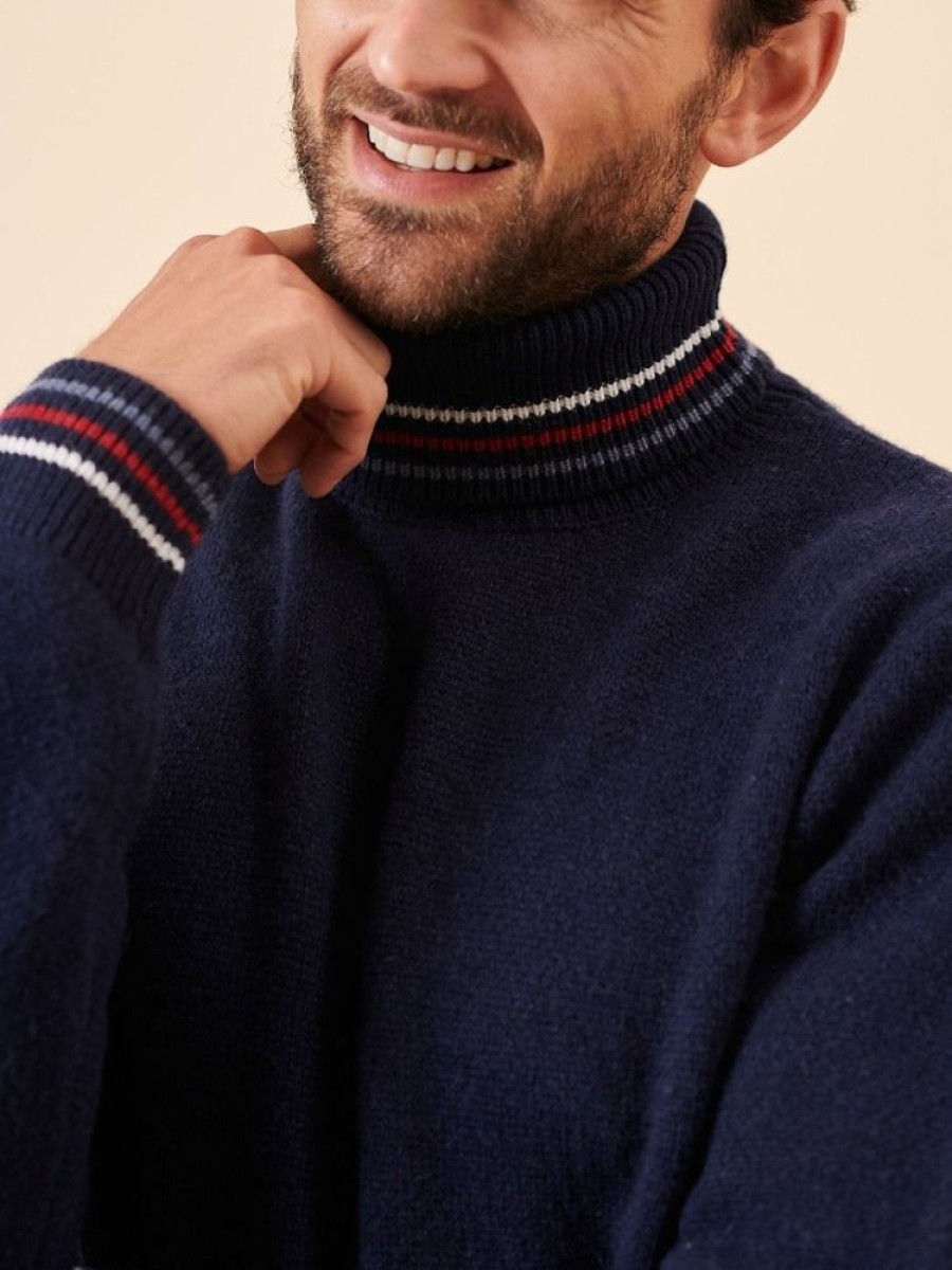 Quba & Co Sursee Navy Roll Neck Jumper Online