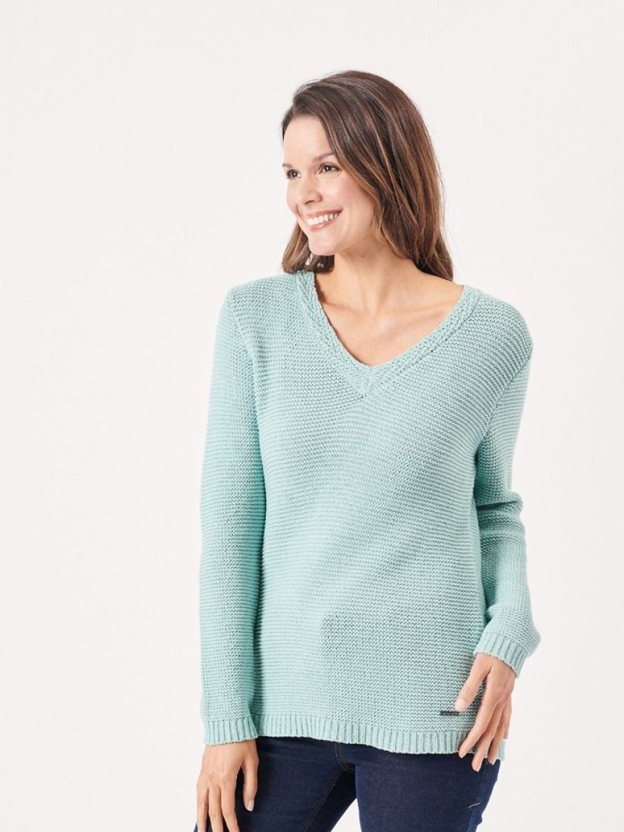 Quba & Co Ulric V-Neck Soft Jade Jumper Hot