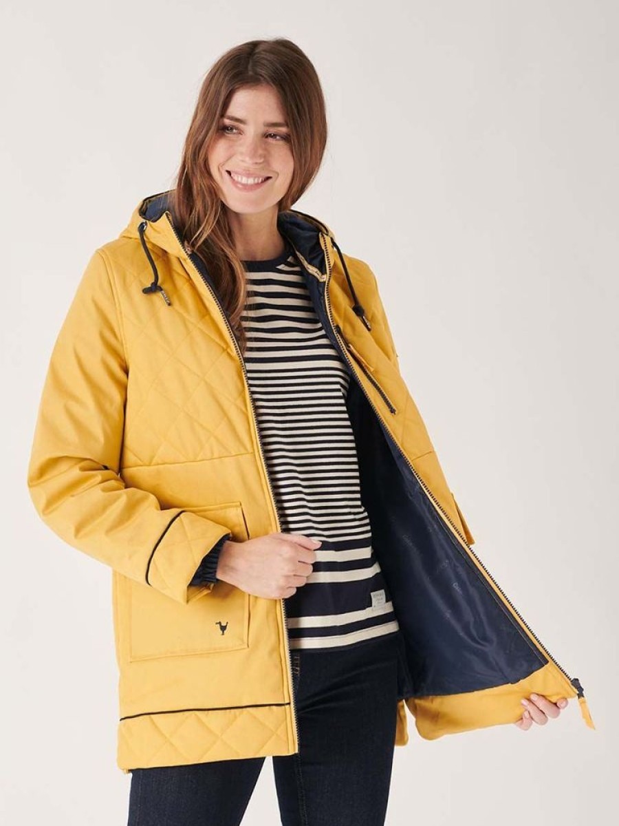 Quba & Co Huxley Yellow And Navy Quilted Jacket New