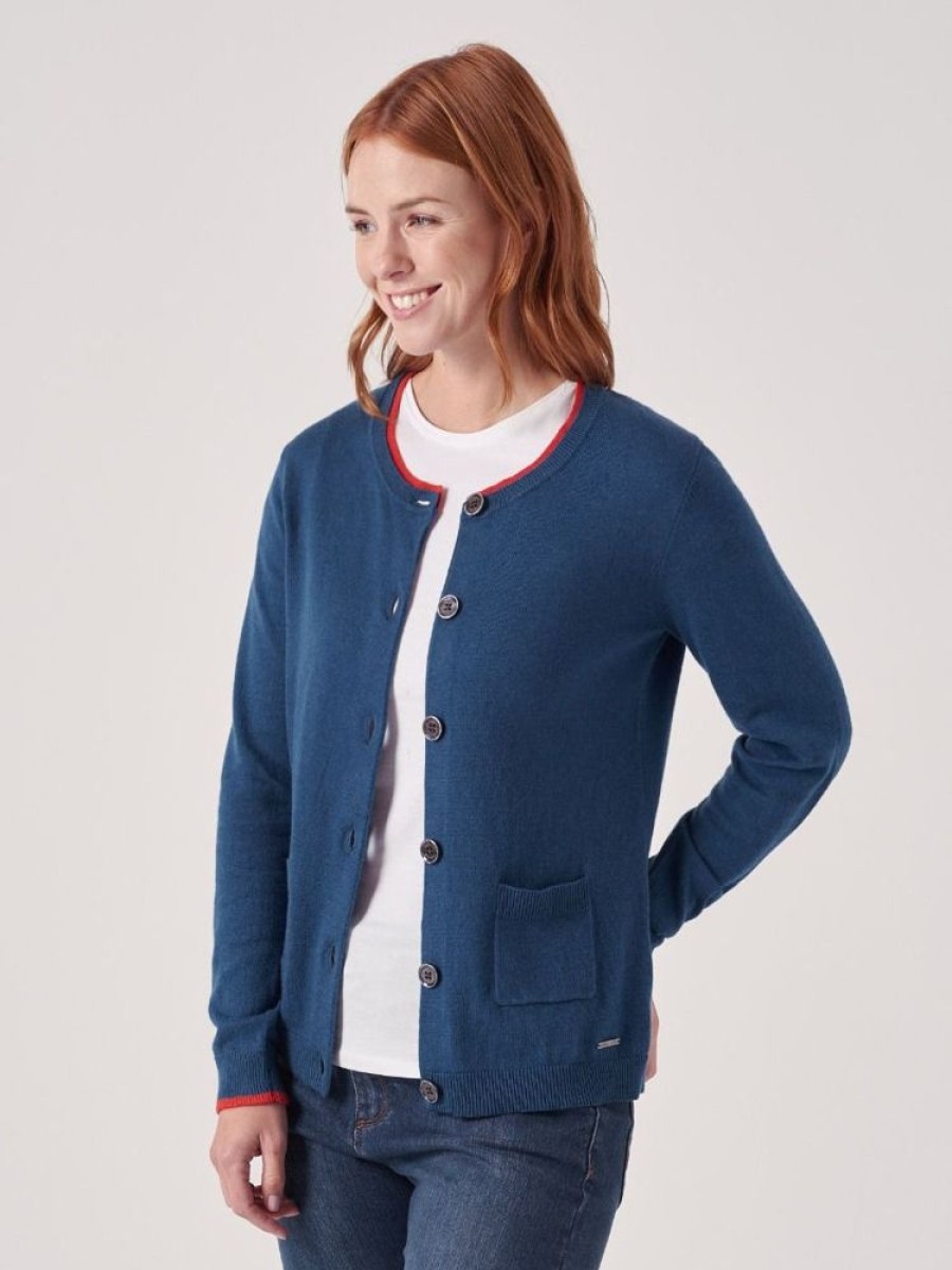 Quba & Co Viviette Dark Blue Button Cardigan Clearance