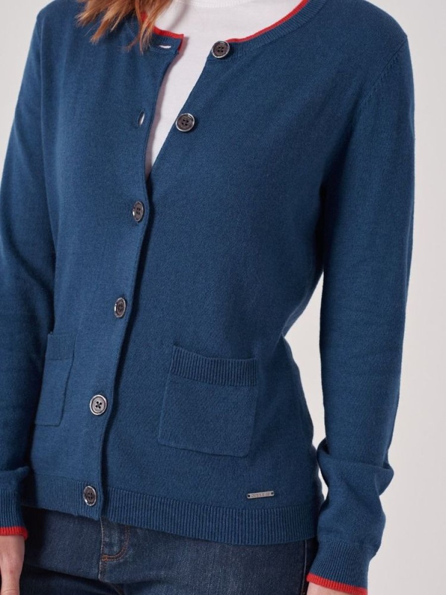 Quba & Co Viviette Dark Blue Button Cardigan Clearance