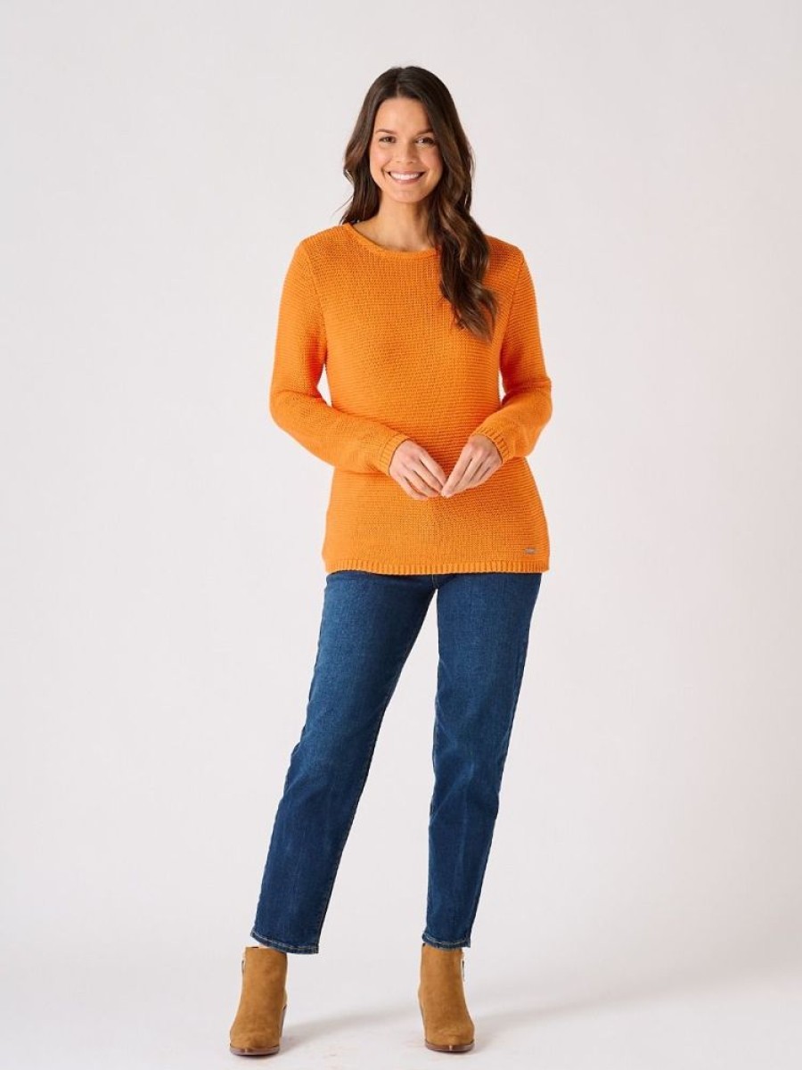 Quba & Co Pumpkin Orange Tape Yarn Crew Jumper - Skua Hot