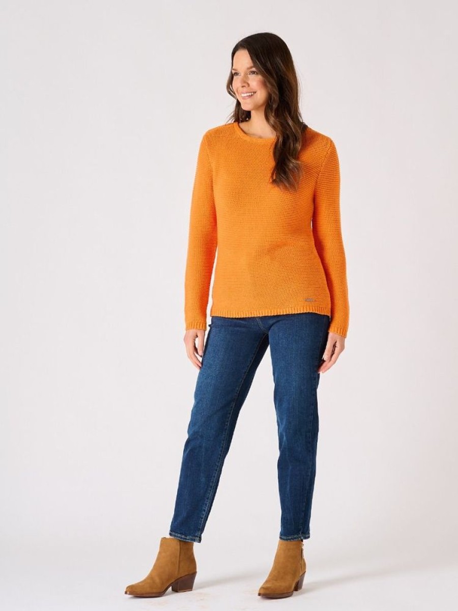 Quba & Co Pumpkin Orange Tape Yarn Crew Jumper - Skua Hot