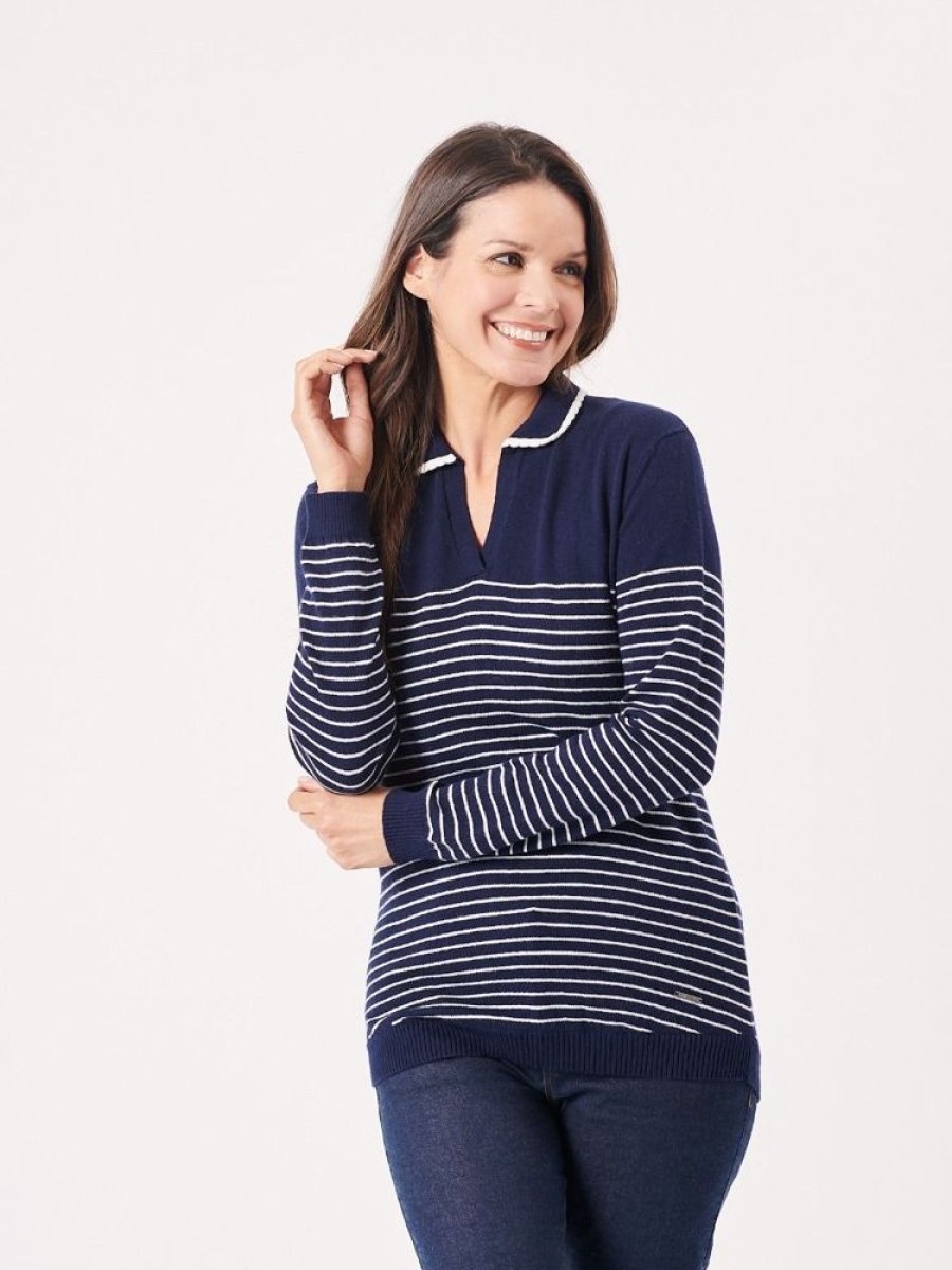 Quba & Co Kragg Navy And White Striped Jumper Hot