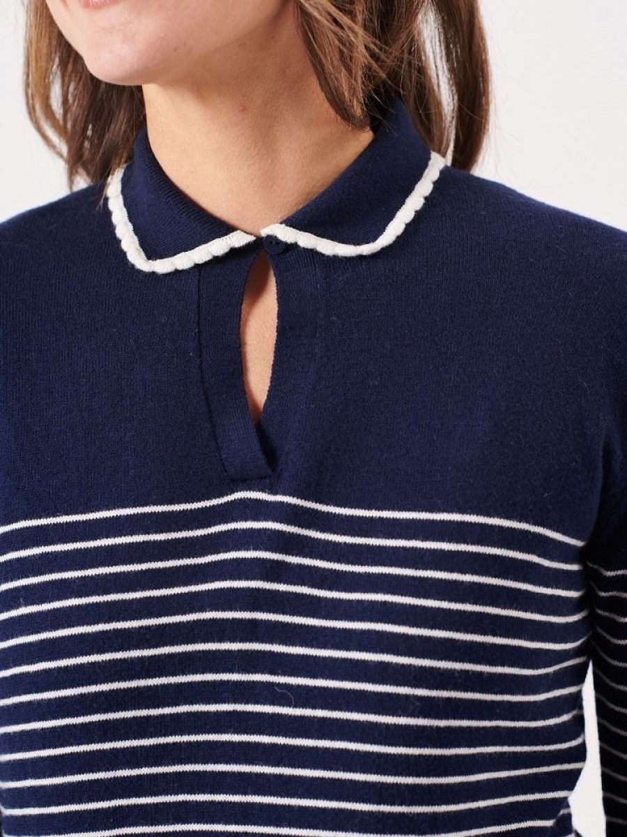 Quba & Co Kragg Navy And White Striped Jumper Hot