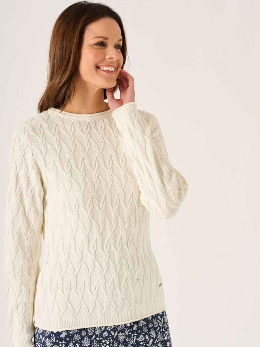 Quba & Co Carrock Textured Jumper White Wholesale