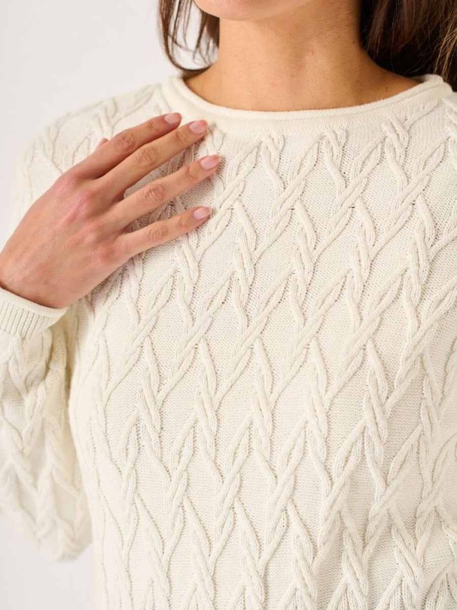 Quba & Co Carrock Textured Jumper White Wholesale