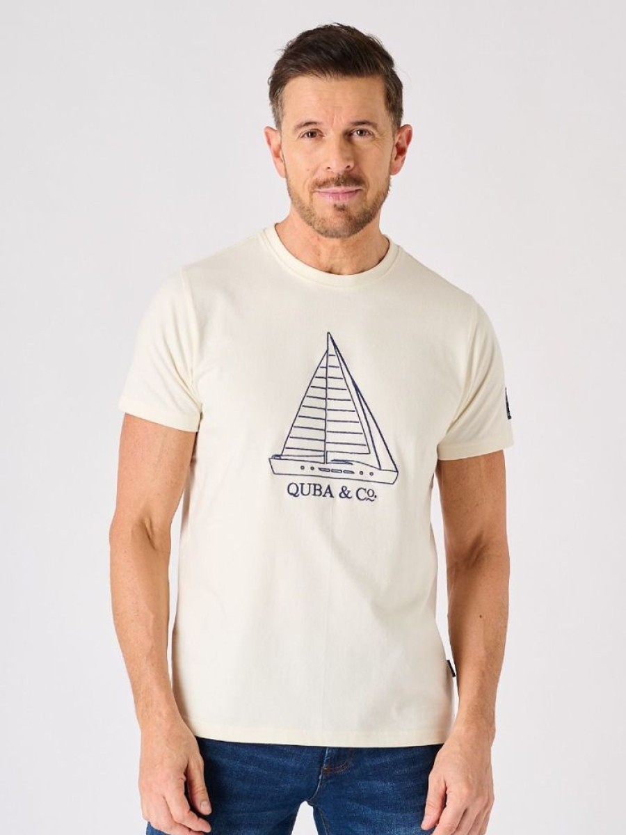 Quba & Co Ecru Quba And Co Lifestyle Sailing Graphic T-Shirt - Edgar Wholesale