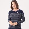 Quba & Co Skanor Spot And Stripe Navy Pink Jumper Hot