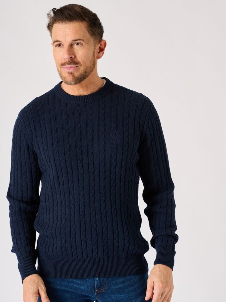 Quba & Co Dark Navy Lifestyle Cable Knit Jumper - Morrel Online