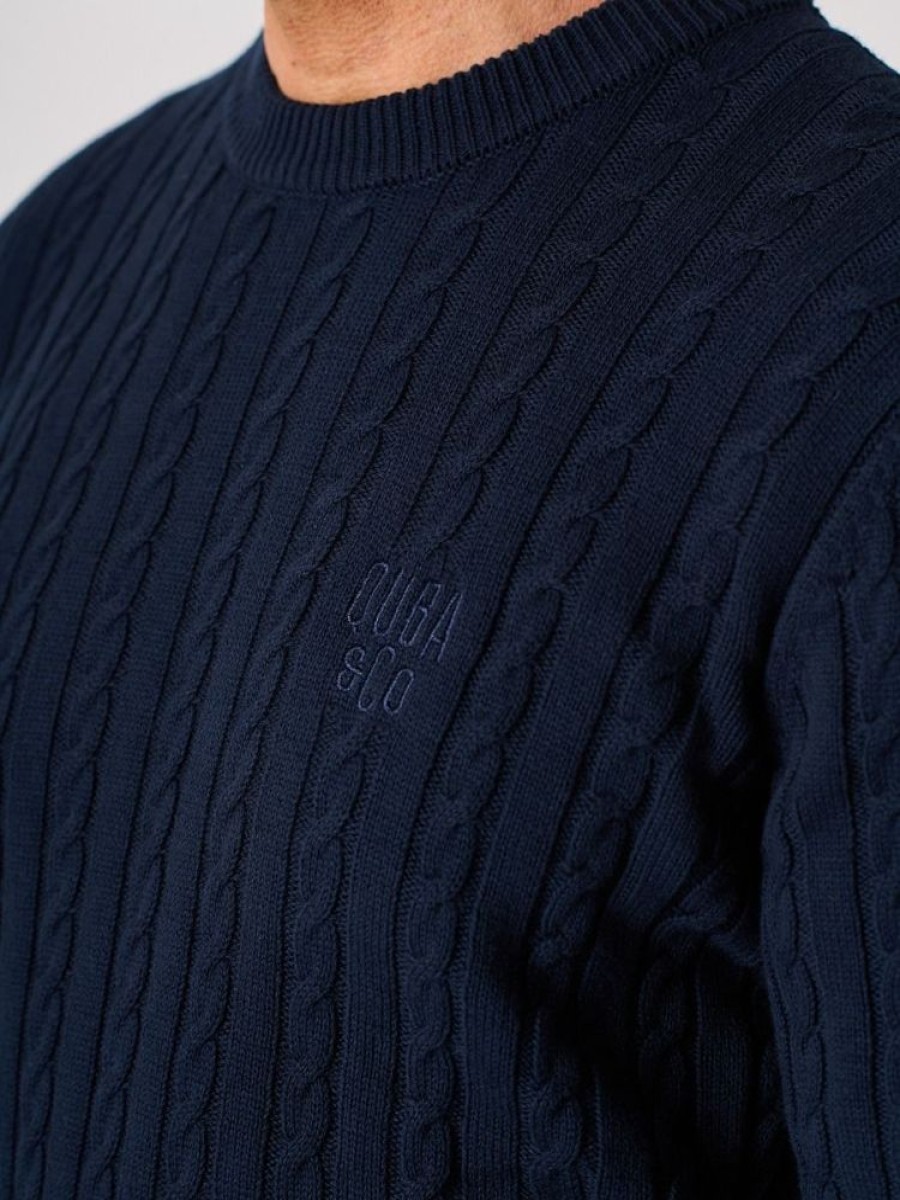 Quba & Co Dark Navy Lifestyle Cable Knit Jumper - Morrel Online