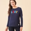 Quba & Co Harper Navy Ahoy Logo Long Sleeve T-Shirt New