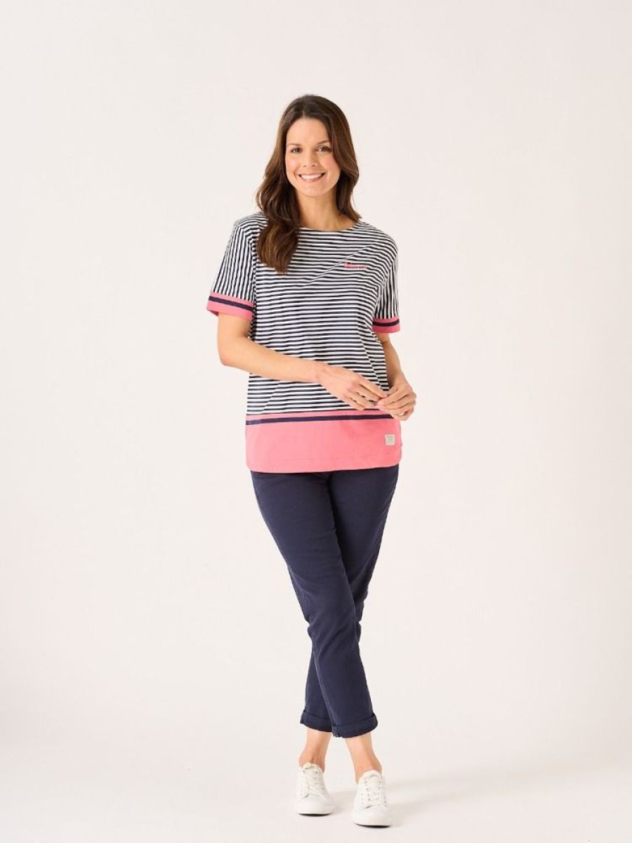 Quba & Co Annas Navy And White Striped T-Shirt Wholesale