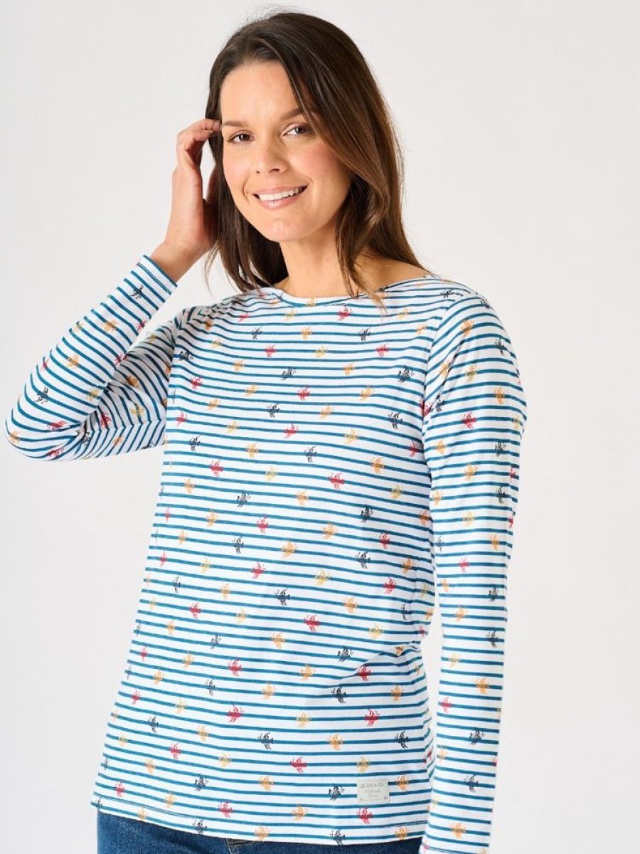 Quba & Co Blue And White Fish Design Conversation Long Sleeve T-Shirt - Whimberal Hot