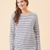 Quba & Co Blecker Navy And White Striped Penguin Design Long Sleeve T-Shirt Hot