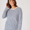 Quba & Co Navy And White Striped Dolphin Print Conversation Long Sleeved T-Shirt - Starling Hot