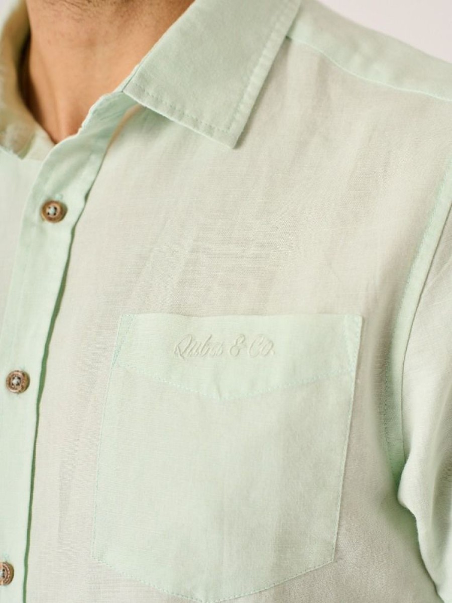 Quba & Co Winsham Short Sleeve Mint Green Shirt Hot