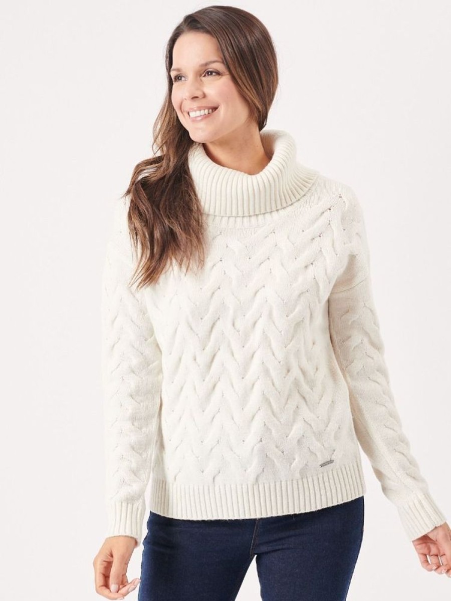 Quba & Co Bleck Knitted White Roll Neck Jumper Clearance