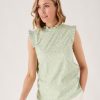 Quba & Co Dringerton Ruffle Neck Green Top New