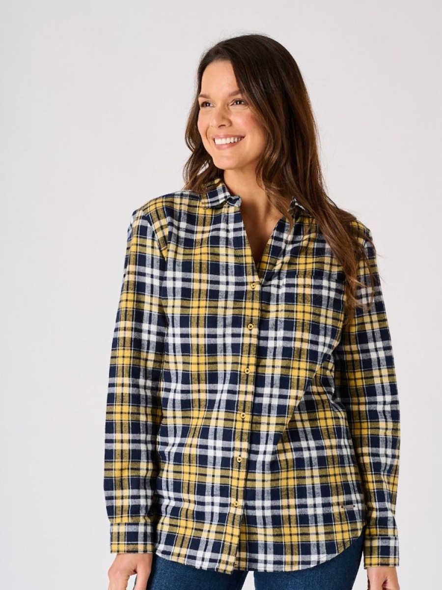 Quba & Co Blue And Ochre Long Sleeved Checked Shirt - Jalas New