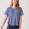 Quba & Co Vinca Side Tie Blue And White Woven Top Best