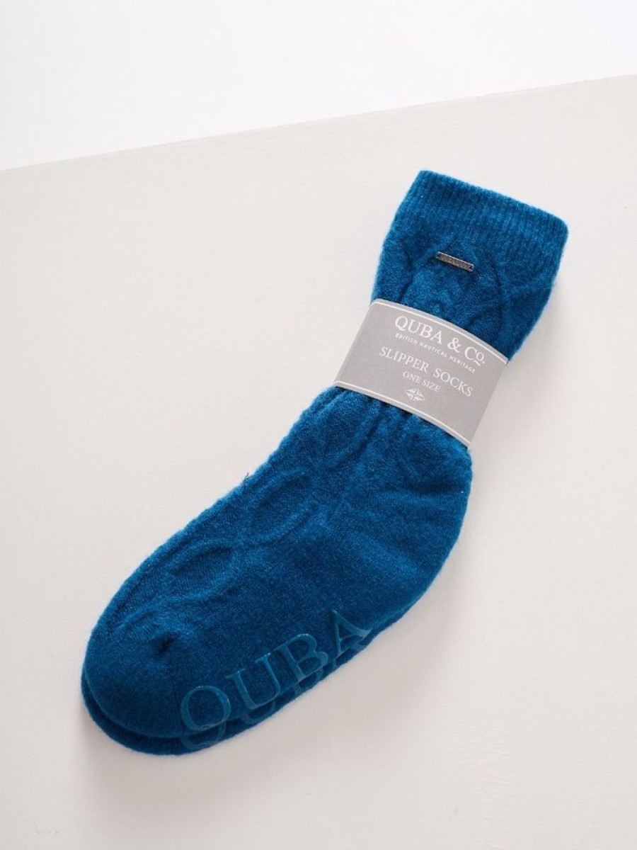 Quba & Co Men'S Teal Blue Warm Slipper Socks - Copner Lifestyle Online