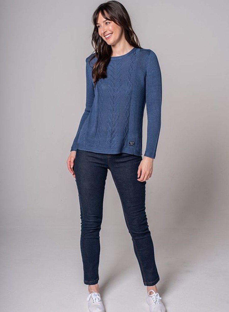 Quba & Co Miranda Tape Yarn Cable Jumper - Mykonos Blue Clearance