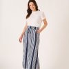 Quba & Co Tarbet Maxi Navy And White Jersey Striped Skirt Online