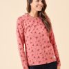 Quba & Co Norr Long Sleeve Red Leaf And Bird Design T-Shirt Hot