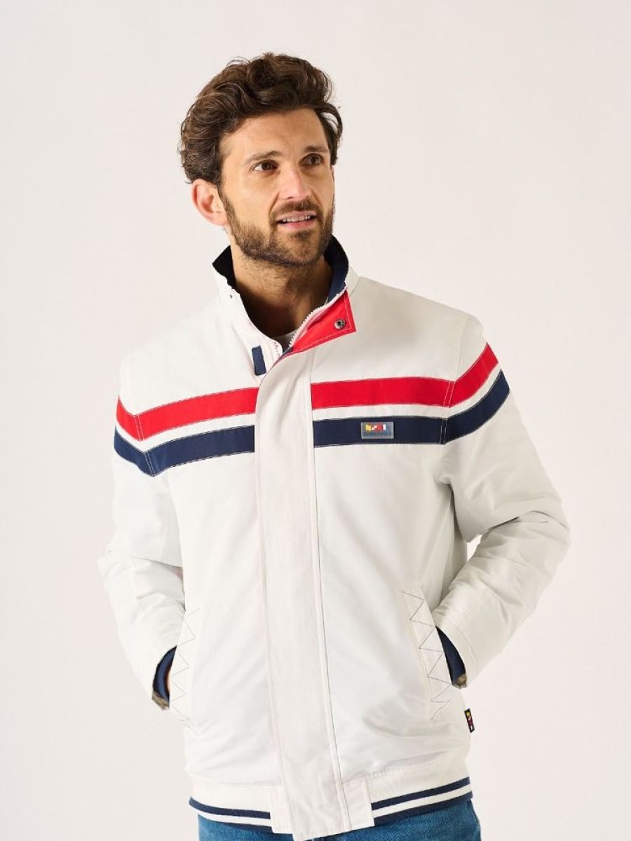 Quba & Co White Striped X-Series Bomber Jacket - Yakano Wholesale