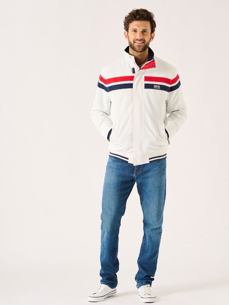 Quba & Co White Striped X-Series Bomber Jacket - Yakano Wholesale