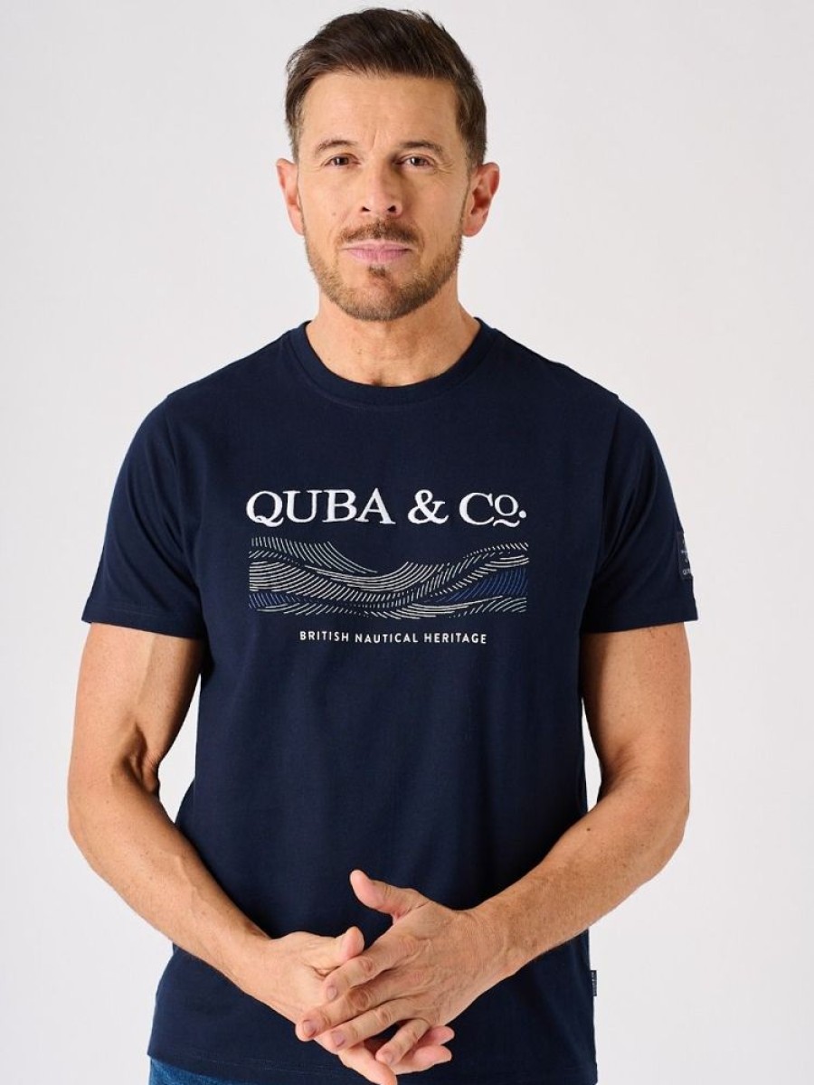 Quba & Co Navy Quba And Co Lifestyle Wave Print T-Shirt - Errol Wholesale