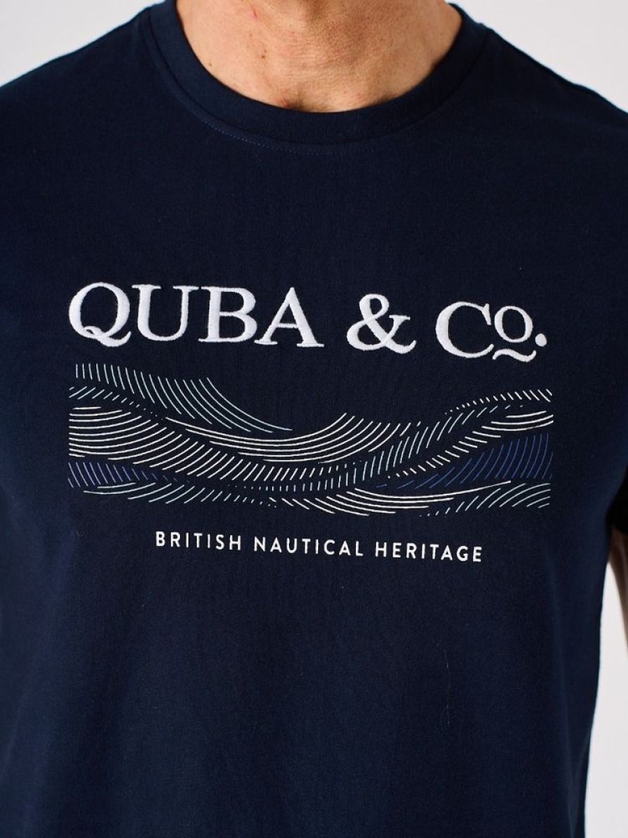 Quba & Co Navy Quba And Co Lifestyle Wave Print T-Shirt - Errol Wholesale