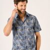 Quba & Co Kenton Short Sleeve Japanese Design Blue Shirt Best