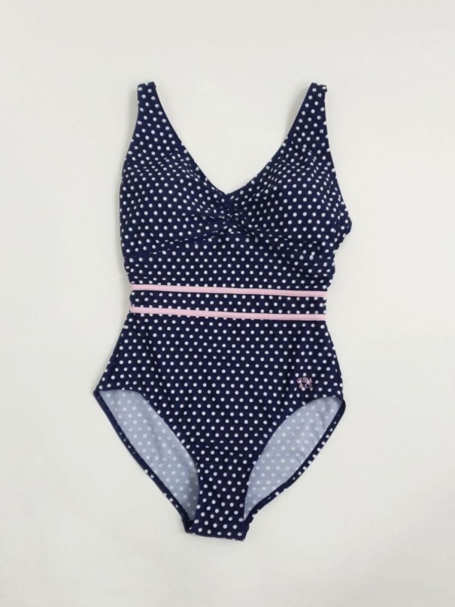 Quba & Co Farleton Multi Spot Navy And White One Piece Swimsuit Wholesale