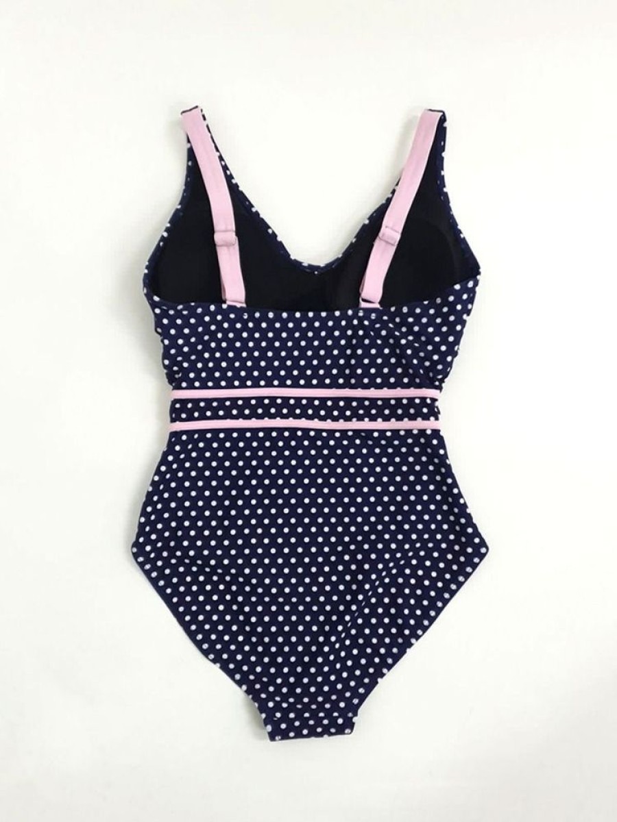 Quba & Co Farleton Multi Spot Navy And White One Piece Swimsuit Wholesale