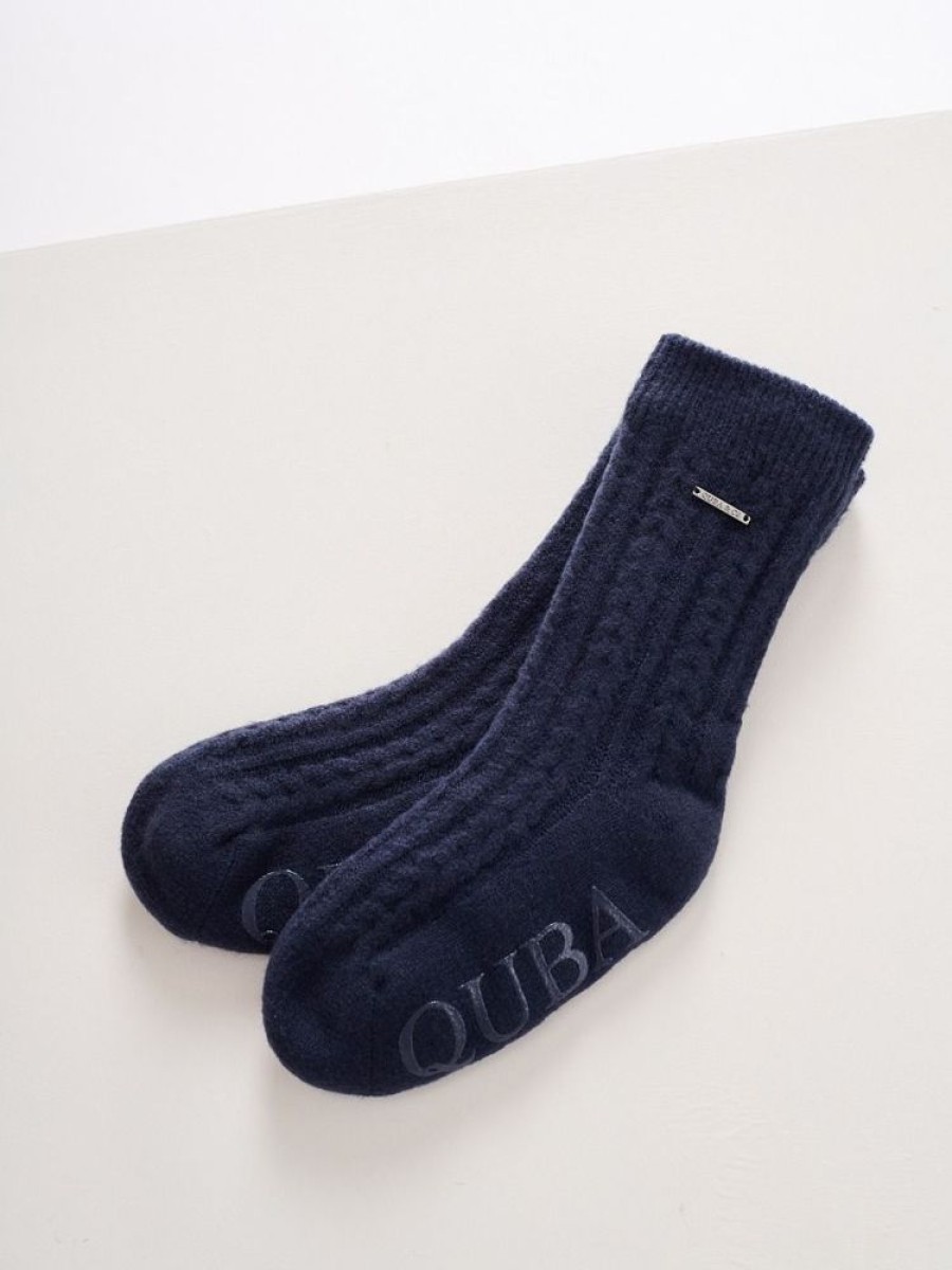 Quba & Co Navy Knitted Ladies Slipper Socks - Pelican Online