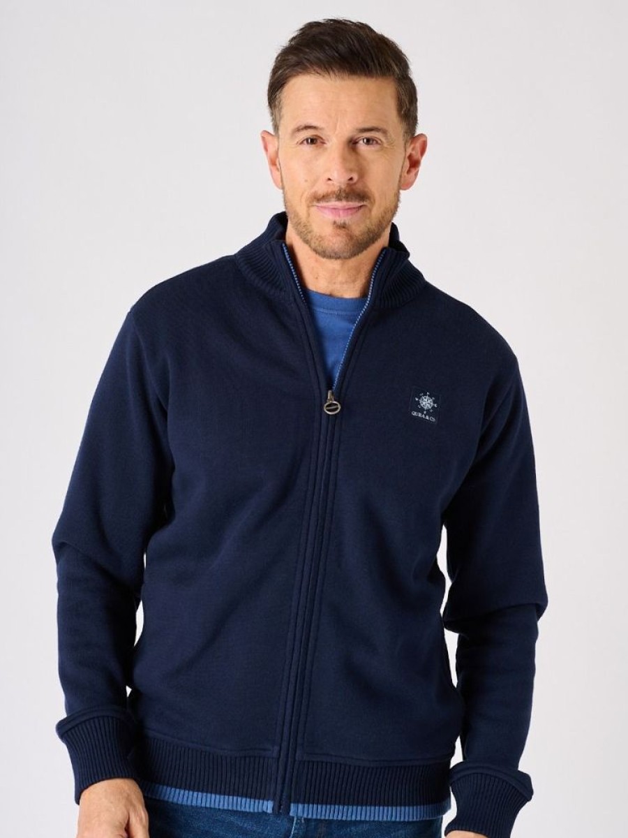 Quba & Co Navy Lifestyle Windproof Zip Up Jumper - Koltas Online