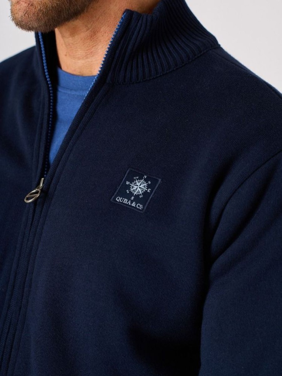 Quba & Co Navy Lifestyle Windproof Zip Up Jumper - Koltas Online